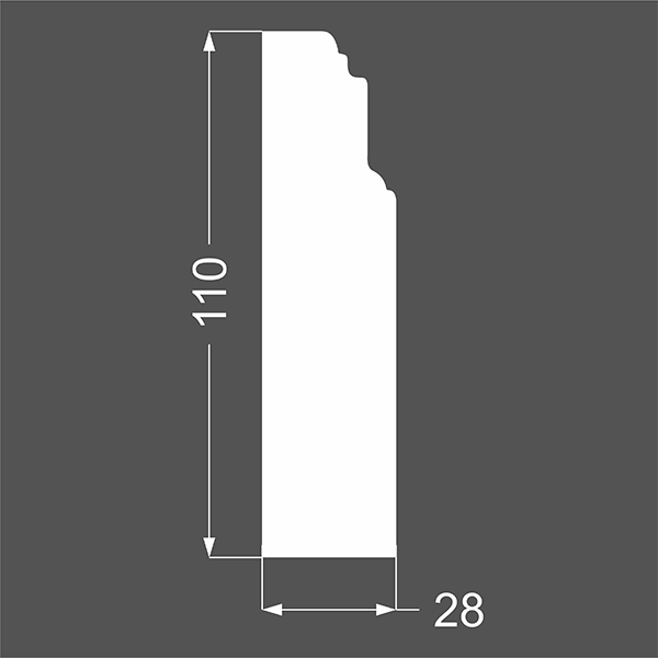 Р 10.110.28 плинтус напольный МДФ грунтованный под покраску Ликорн