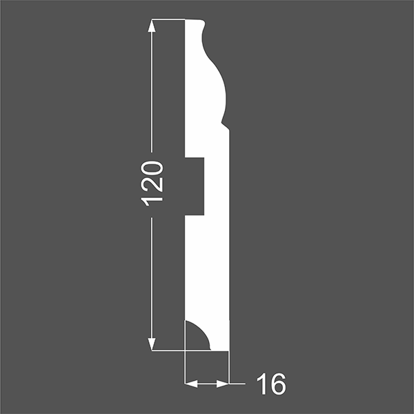 Р 3.120.16 плинтус напольный МДФ грунтованный под покраску Ликорн