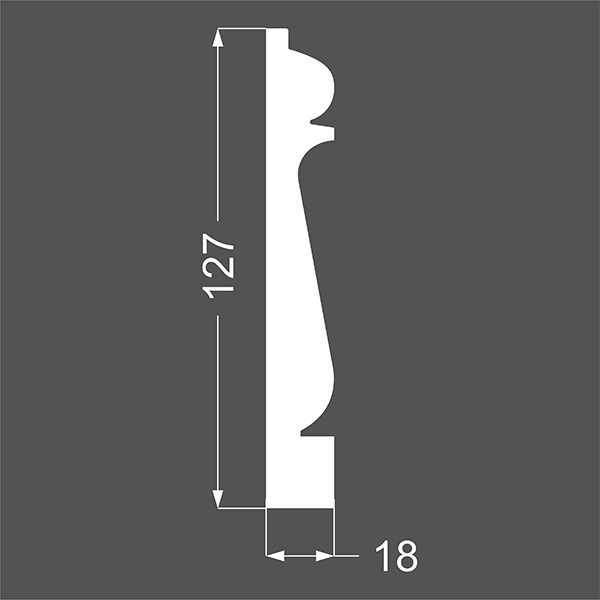 Р 25.127.18 плинтус напольный МДФ грунтованный под покраску Ликорн