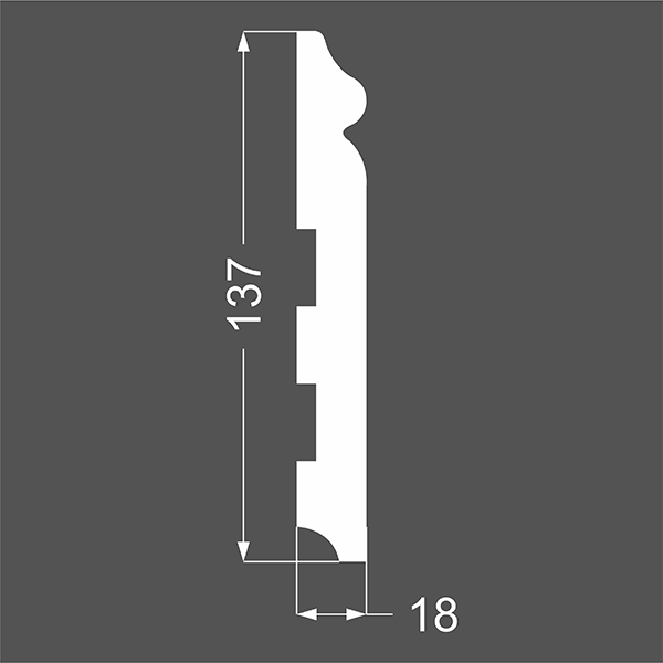 Р 8.137.18 плинтус напольный МДФ грунтованный под покраску Ликорн