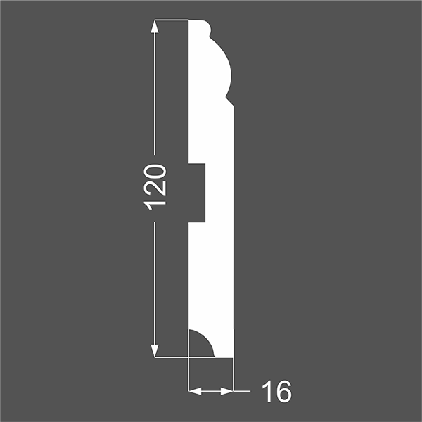 Р 4.120.16 плинтус напольный МДФ грунтованный под покраску Ликорн