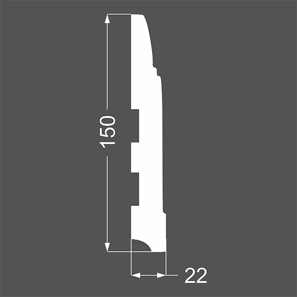 Р 13.150.22 плинтус напольный МДФ грунтованный под покраску Ликорн